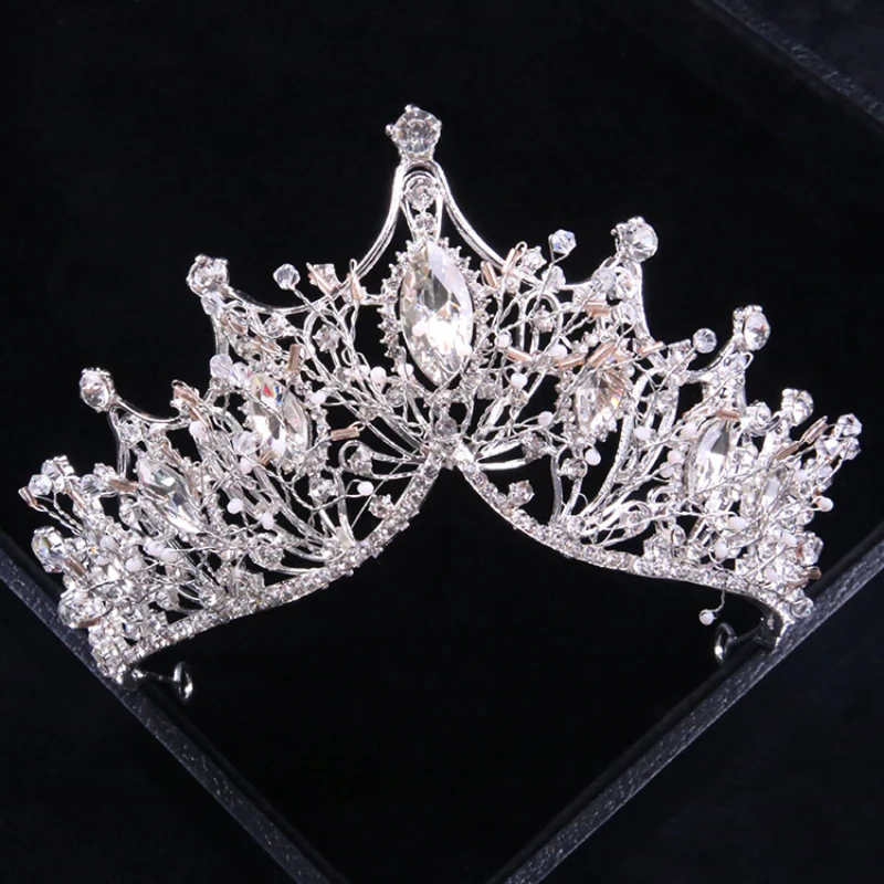 

PRMOO Baroque Gold Crystal Bridal Tiara Crown With Comb Pageant Prom Rhinestone Veil Tiara Headband Wedding Hair Accessories
