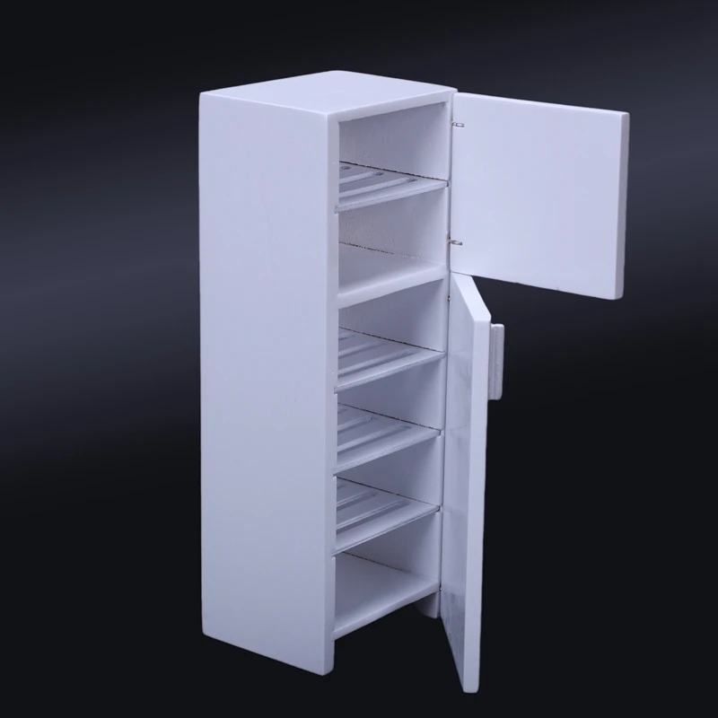 

1Pcs/1:12 Doll House Diy Refrigerator Miniature Doll House White Wood Refrigerator Doll Decoration Toy Children'S Toy Miniature