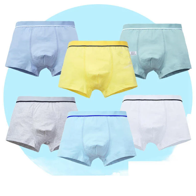 Нижнее белье для мальчиков 4 шт./упак. Детские хлопковые Однотонные трусы-боксеры
