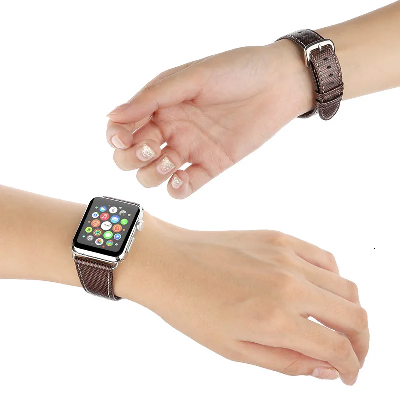 FOHUAS ремешок для Apple Watch из натуральной кожи 42 мм 38 мм браслет с ретро текстурой Crazy Horse для iWatch все версии коричневый