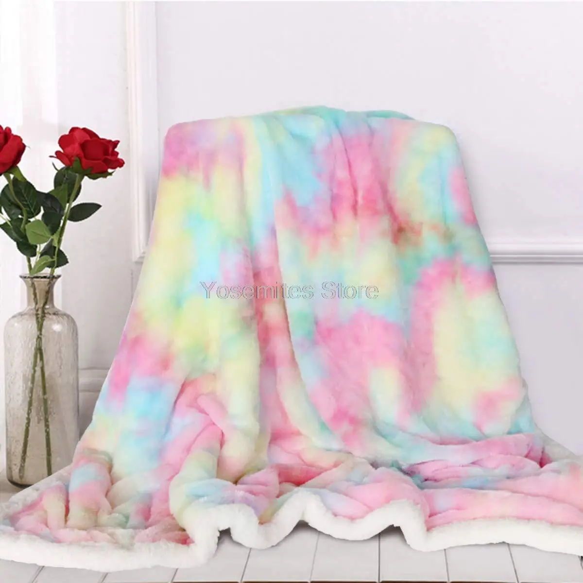 

Sleepwish Cute Fuzzy Unicorn Blanket Girls Thick Fleece Blanket Rainbow Decorative Sofa Couch Floor Throw Warm Cozy Super Soft B