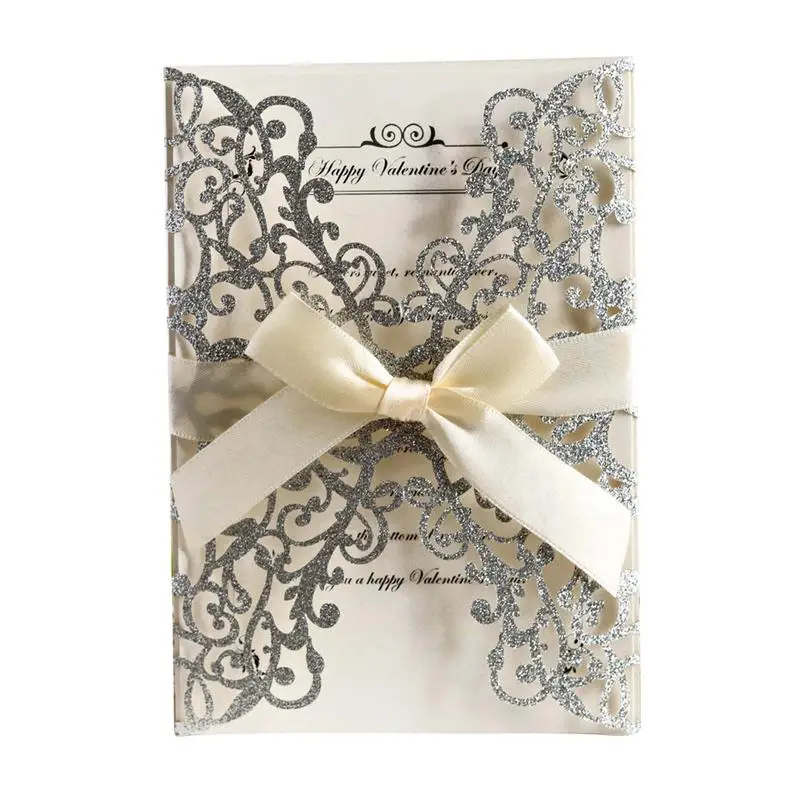 10 шт. бант блестящие приглашения стильные свадебные открытки бирки подарок для