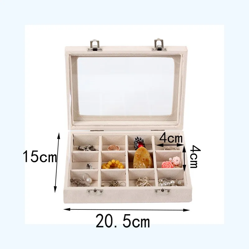 Бархатная шкатулка для хранения ювелирных изделий с визуальным окном лоток