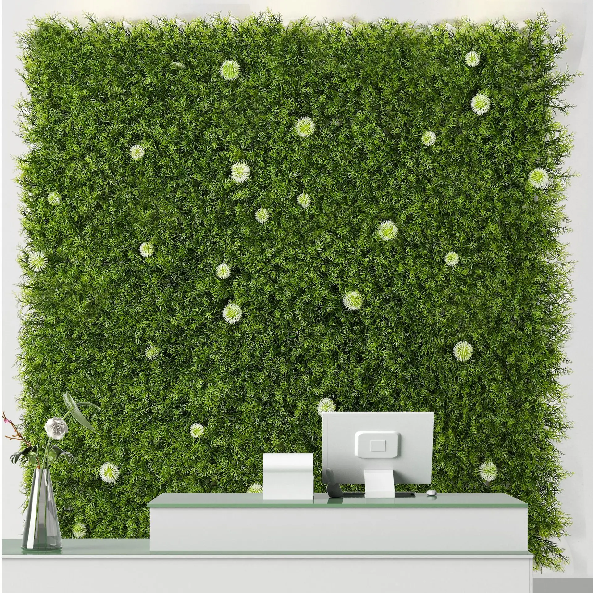 

4pcs/lot 50*50CM Artificial Plant Wall Decor Green Vertical Garden Fake Plant Wall Jungle Wedding Decoration Image Grass Wall