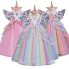 Платье для девочек, на Возраст 3 -14 лет, с единорогом