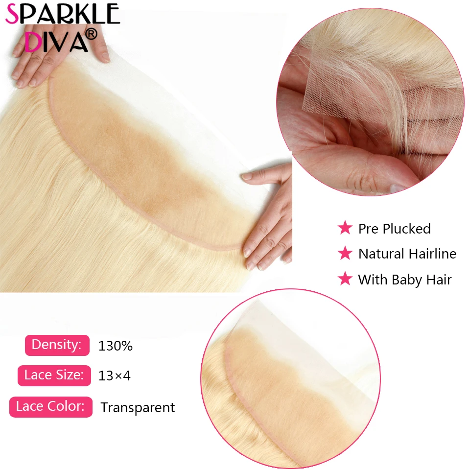 613 Bundles With Frontal Brazilian Straight Hair 3/4 Closure 40 Inches Remy Blonde Human | Шиньоны и парики