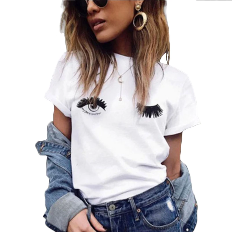 Женская футболка с принтом глаз модная свободная большого размера в стиле