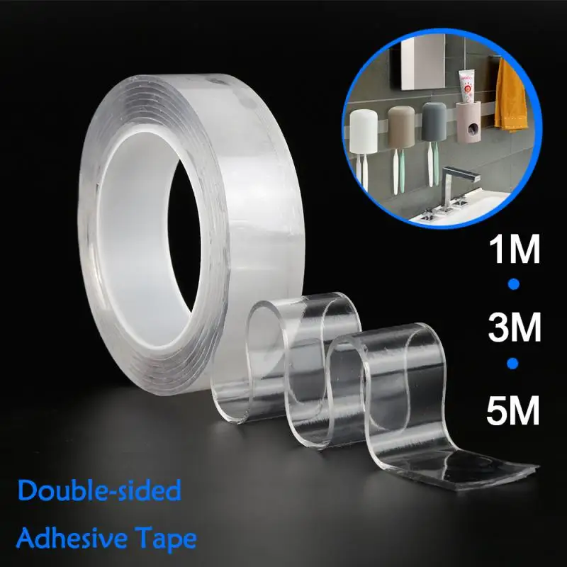 

1/2/3/5m Transparent No Trace Double Sided Tape Nano Double-Sided Acrylic Adhesive Reusable Universal Tape Tie Glue Hot Sale