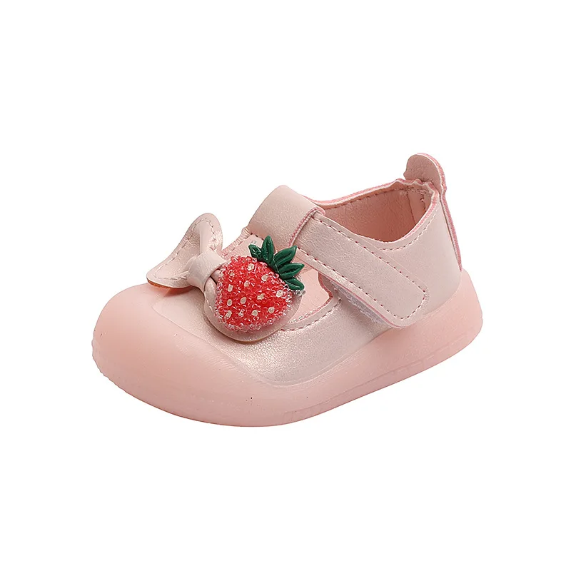 

Girls Baby Princess Shoes Baby Soft-soled Toddler Shoes Infant Single Shoes Children Cute Strawberry Bow-knot Fashion Flats Kids