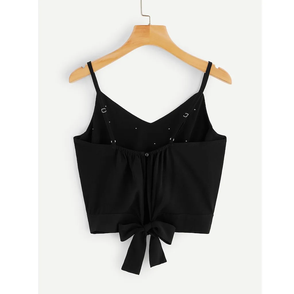 Женский укороченный топ с v образным вырезом на спине летний женский завязками 20