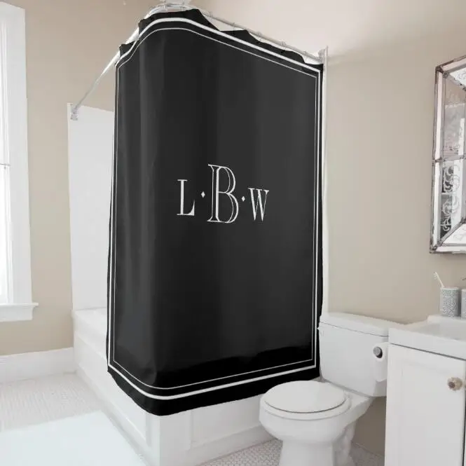 Элегантный классический черный белый индивидуальный занавес с монограммой