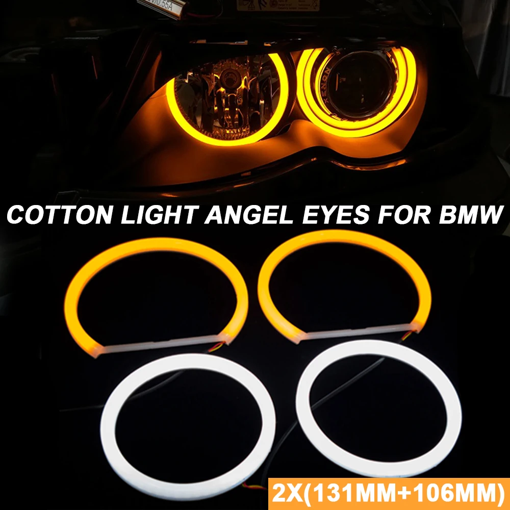 

4x White Yellow LED Angel Eyes DRL Headlights for BMW E81 E82 E87 E88 E83 X3 E90 E91 E60 E61 Car Styling Halo Ring Kits