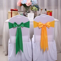 25pcs wedding decoration knot chair bow sashes satin spandex chair cover band ribbons chair tie backs for party banquet decor
