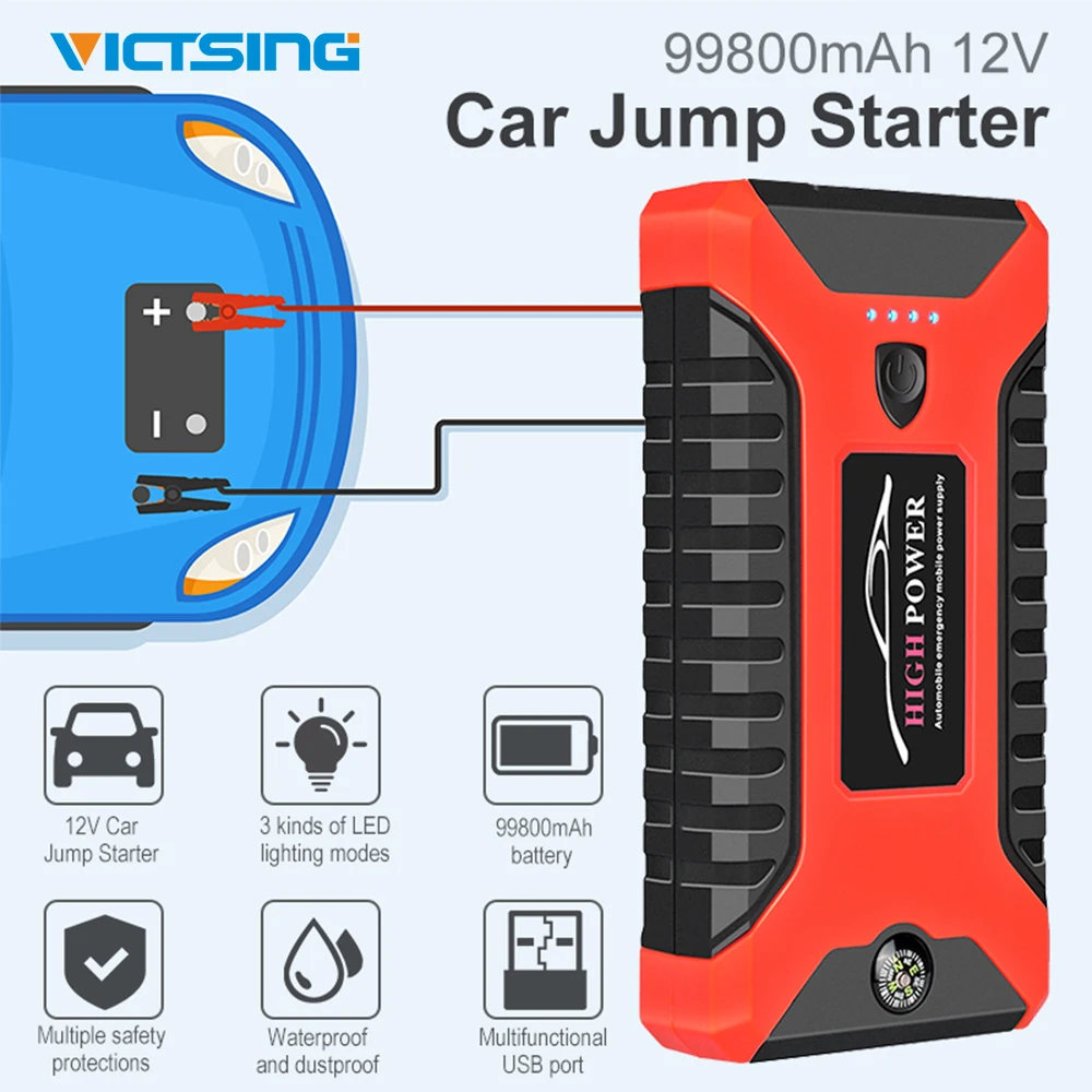VicTsing 99800 мАч стартер для автомобиля Аварийный банк питания 12 В большой