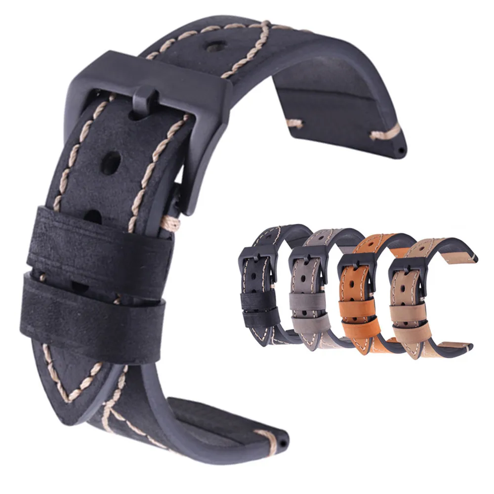 

Ретро часы из мягкой натуральной кожи Ремешки для часов PAM 20 мм 22 мм 23 мм 24 мм 26 мм для Pam для foss высококлассные Ремешки для наручных часов