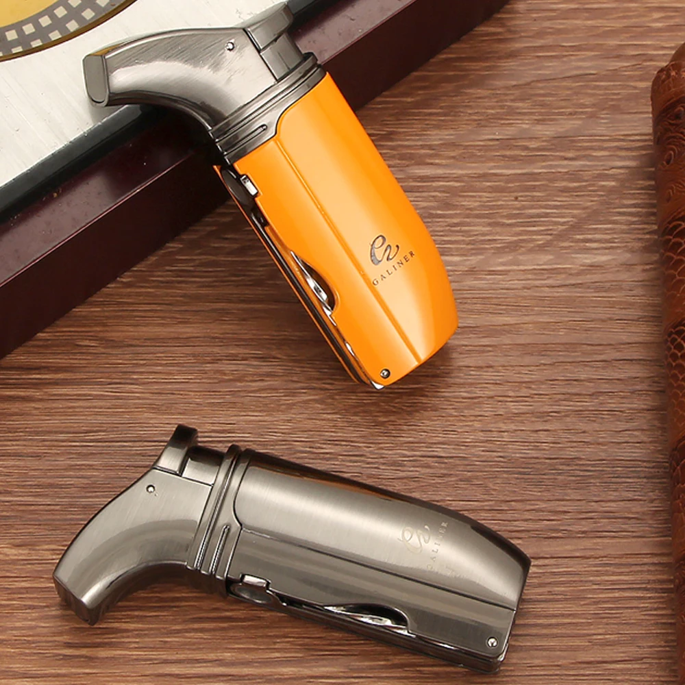 Карманные зажигалки металлические ветрозащитные для сигар 2 струйный фонарь