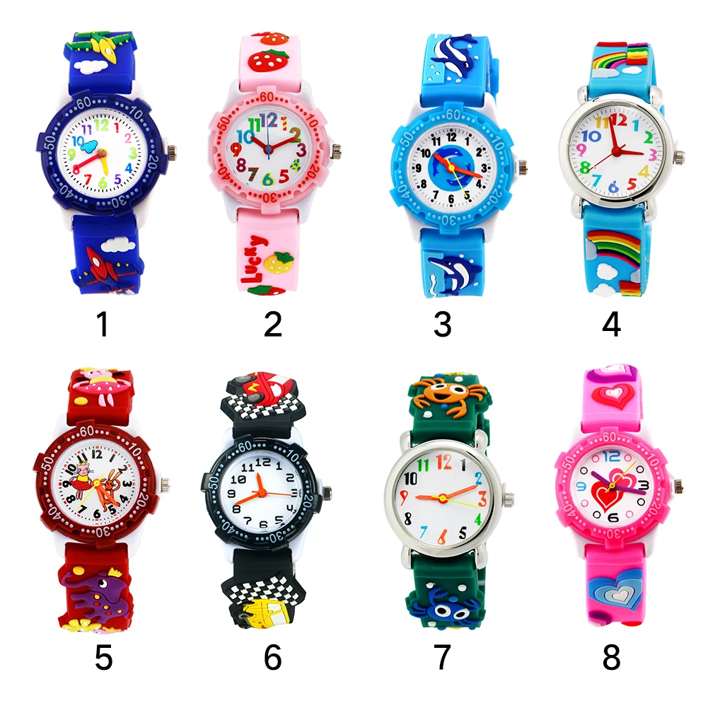 

Children Kids Gift 3D Cartoon Pattern Round Dial Adjustable Watch Shockproof Quartz Movement Waterproof Lovely Silicone Strap