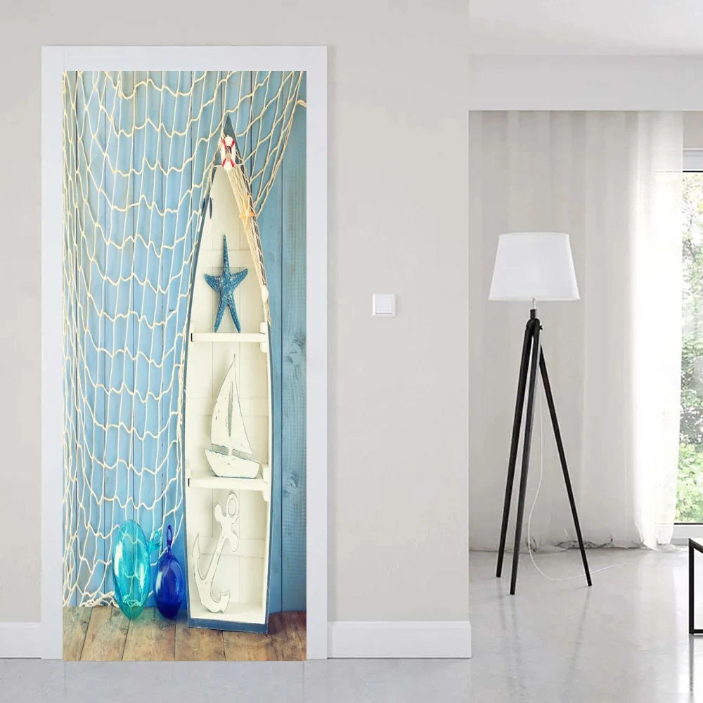 Синий абстрактный треугольник художественный постер для обновления дверей