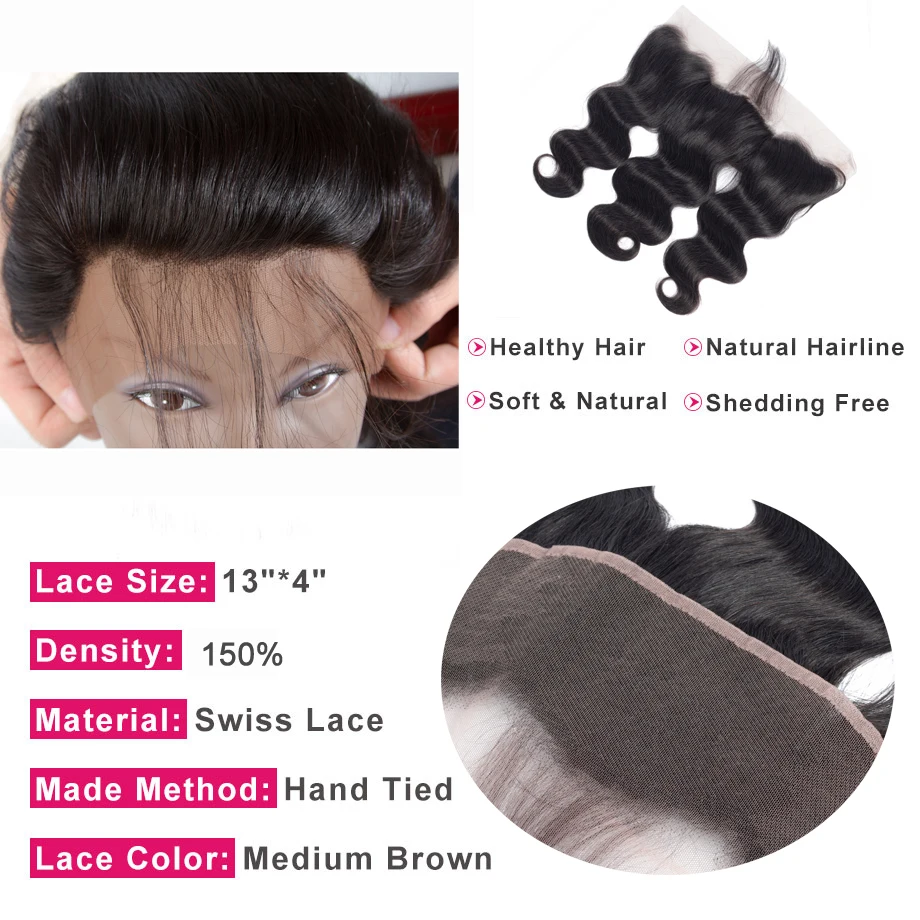 LS волосы на сетке Фронтальная застежка бразильские волнистые 13x4 свободная часть