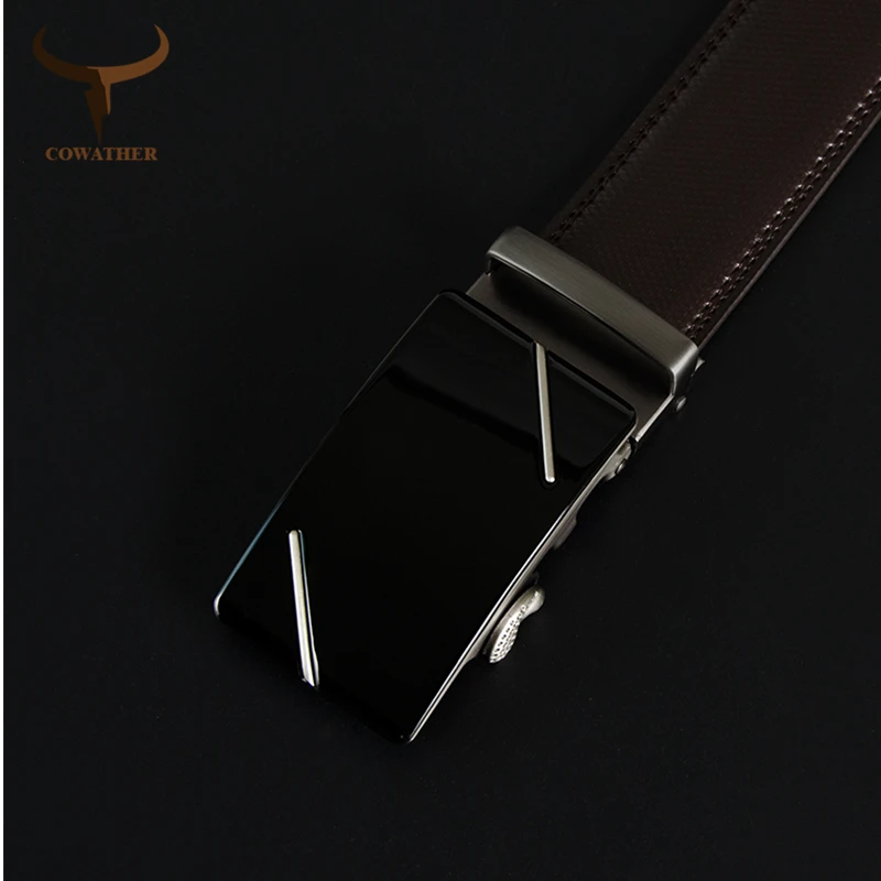 

COWATHER cowhide leather belt for men cow genuine leather male strap luxury metal automatic buckle casual fashion belts CZ084