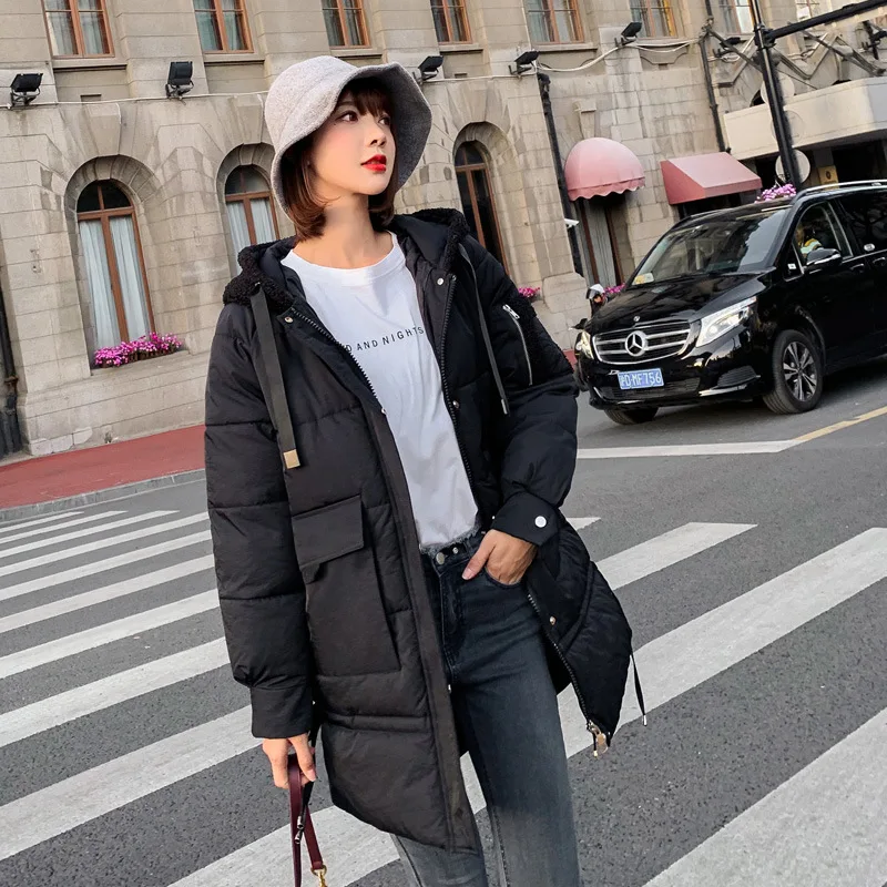Новое поступление модная Длинная женская зимняя куртка с хлопковой подкладкой
