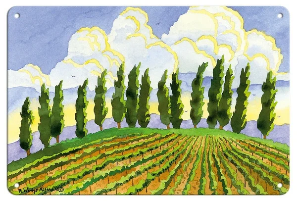 

Cypress in the Clouds Tuscany Italy Metal Sign 8x12inch Home Kitchen Wall Decor