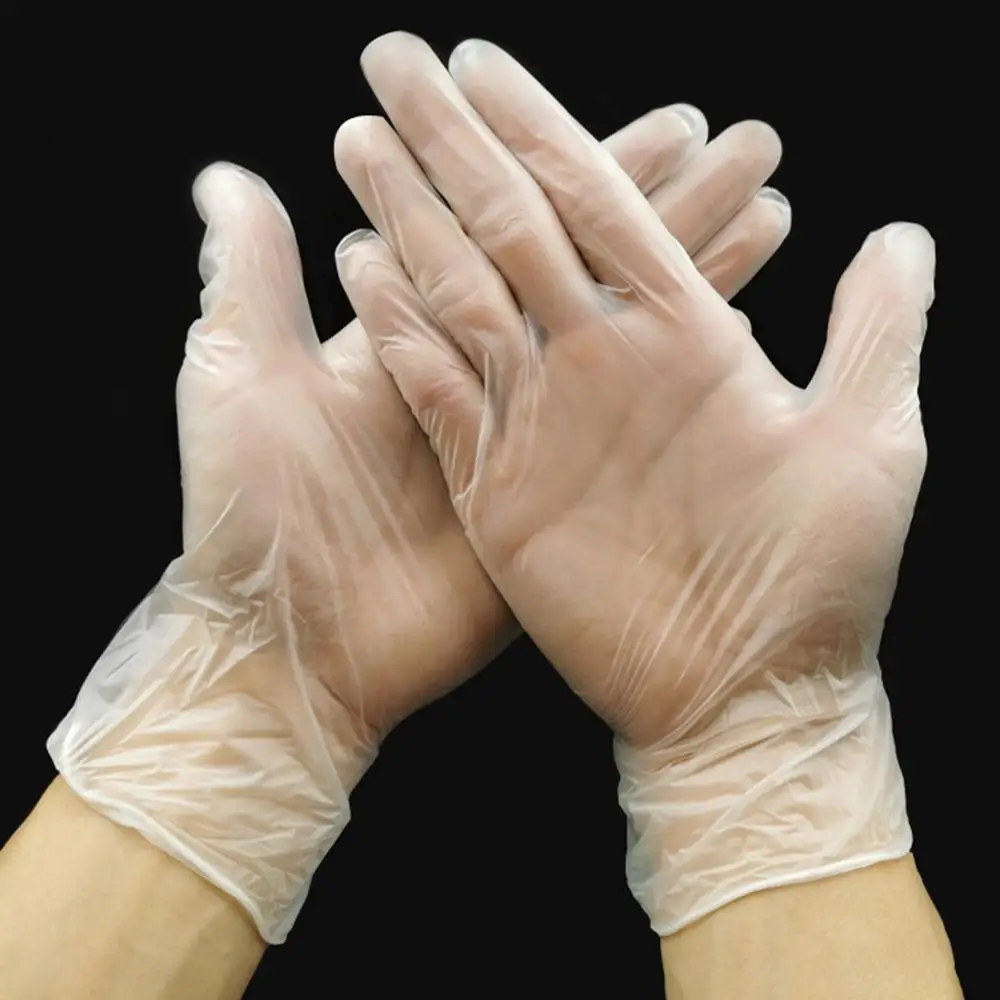 

100Pcs Disposable PVC Gloves Protective Thick Transparent Plastic Safety Mittens