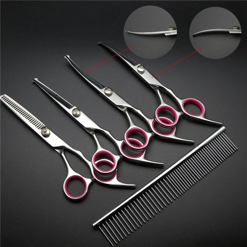 Stainless Steel Pet Dogs Grooming Scissors Up Down Curved Shears Sharp Edge Animals Cat Hair Cutting Barber Tools Kit |