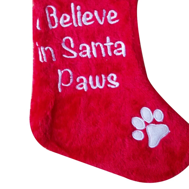 5Pcs Personalised Christmas Stocking Dog P-Aw Pattern Plaid Family Set Santa Sack Xmas Glitter Stockings | Дом и сад