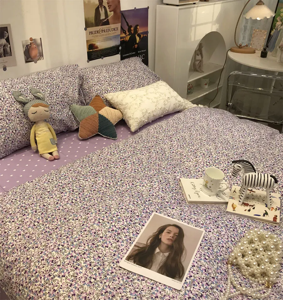 

cute sweet purple fruits bedding set,single double cotton twin full queen king home textile bed sheet pillow case duvet cover