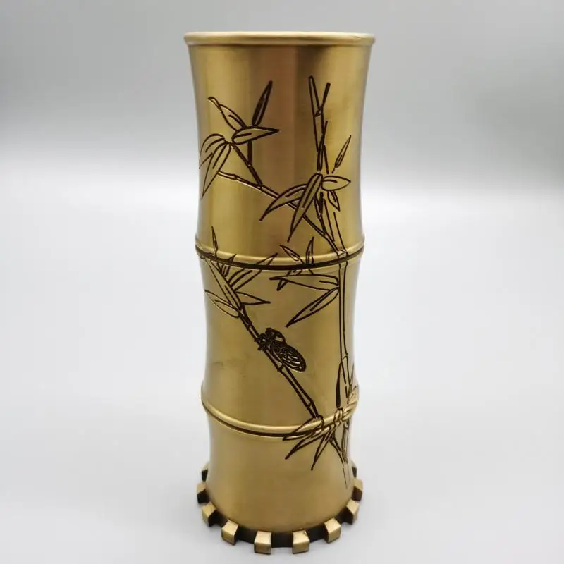 

Тибет Буддизм Античная удачи фэншуй Латунь Медь Резные рельефы бамбука украшения для благовоний ручка медная трубка 1093,4 г