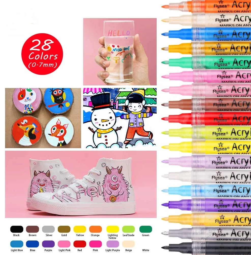 

Acrylic Paint Pen,12 Colors Paint Pens for Rock Painting|DIY Craft Art Waterproof Permanent Paint Marker Pen Set(0.7mm Fine Tip)