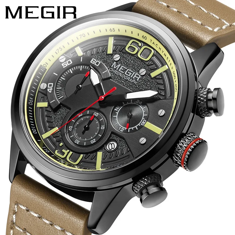 

MEGIR New Men Watch Multifunction Sports Waterproof Luxury Calendar Quartz Watches Fashion Trend Chronograph Simple Men's 2110G
