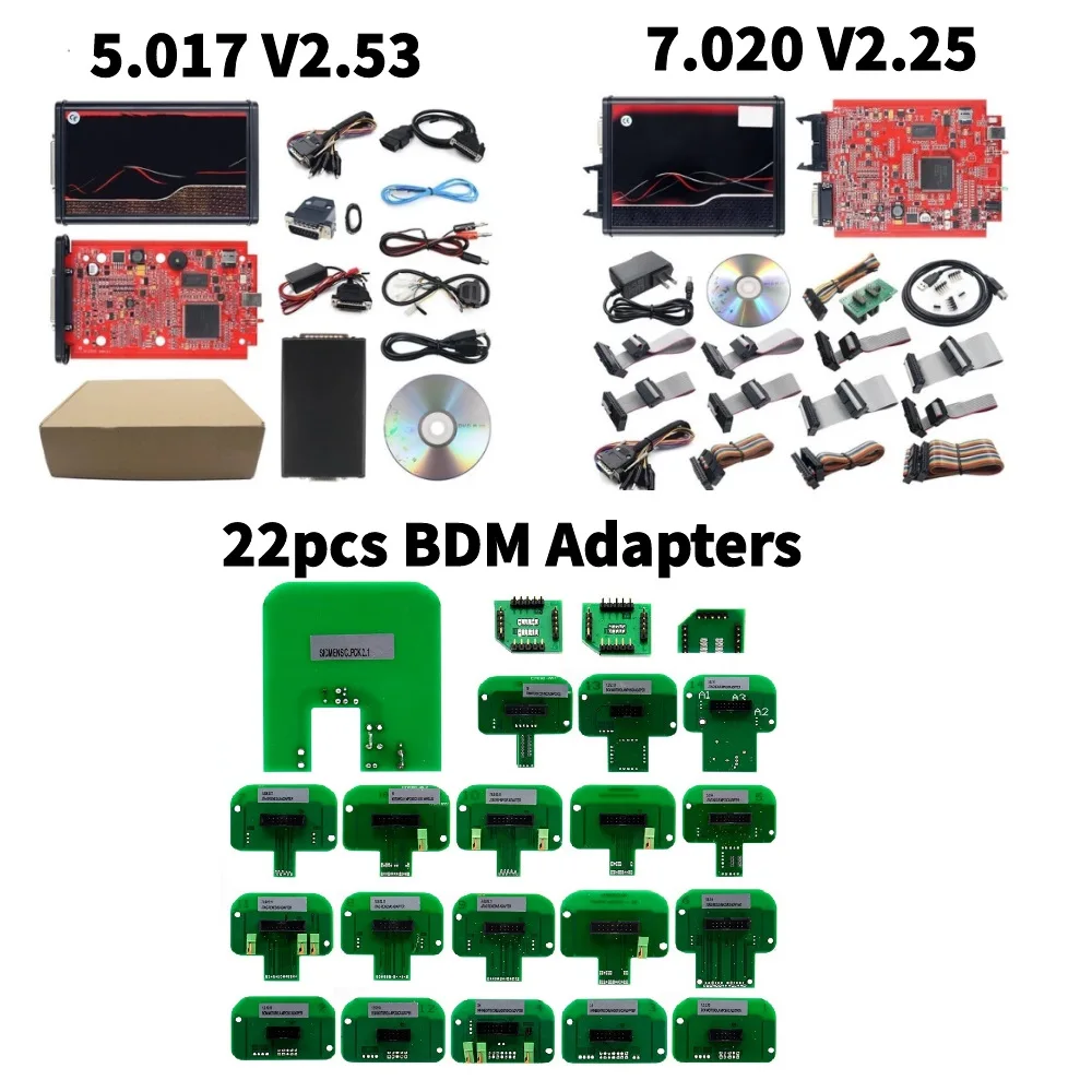 

V7.020 V2.25 Red+V5.017 V2.53 V2 +22PCS BDM ADAPTERS
