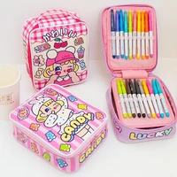 cute 40 holes school pencil case korean pencilcase big penalty student watercolor pen bag for kids girls kawaii pen box supplies