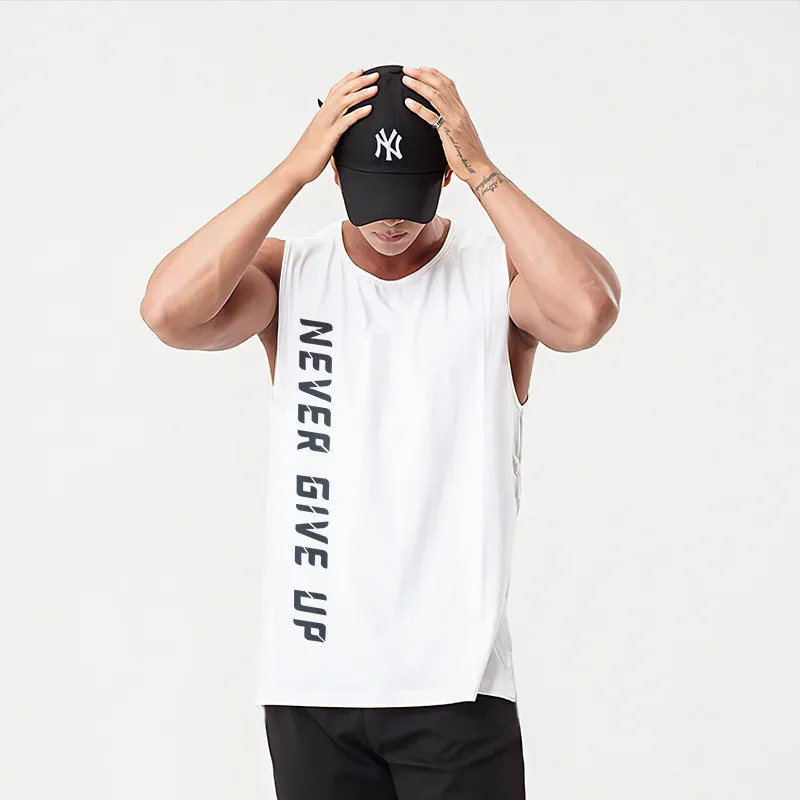 

Летняя мужская Спортивная майка для бега фитнеса отдыха баскетбола тренировочная куртка без рукавов свободная версия поглощения пота модная