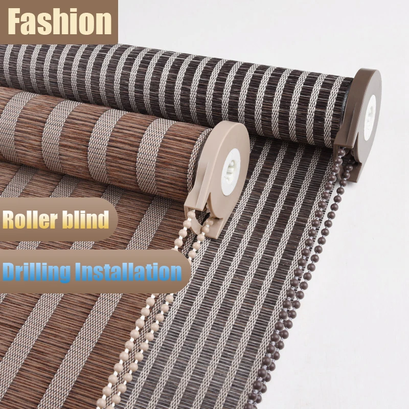 

Classical style Striped Imitation linen Roller Blind curtain lift blackout curtain for study room tea room office