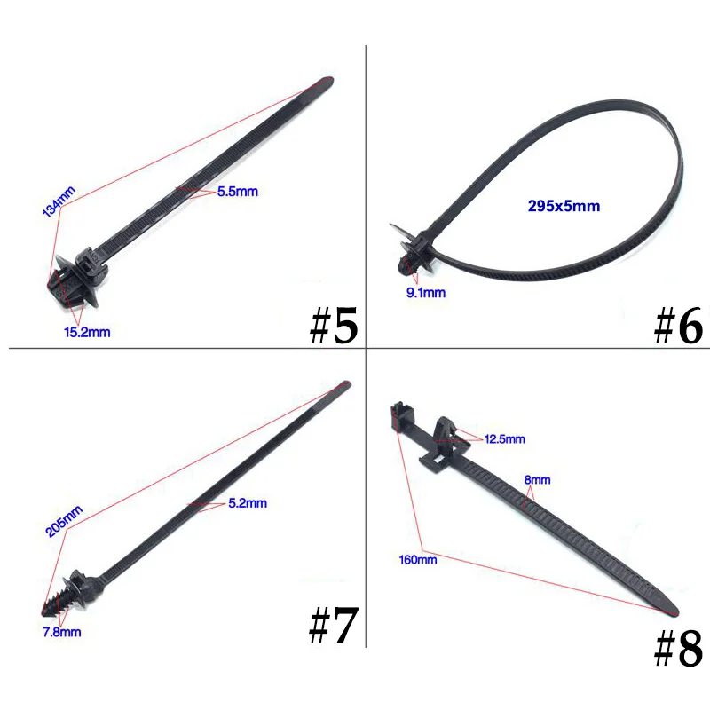 10pcs Vehicle Cable Tie for Ford Toyota Mazda Car Chassis Wire Harness Retainer Clips Nylon Zip Ties Push Mount Auto Fasteners | Автомобили