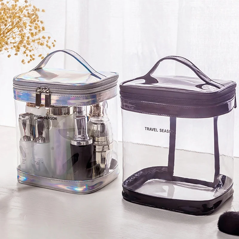 Серебристая Водонепроницаемая косметичка из ПВХ чехол для косметики Женская