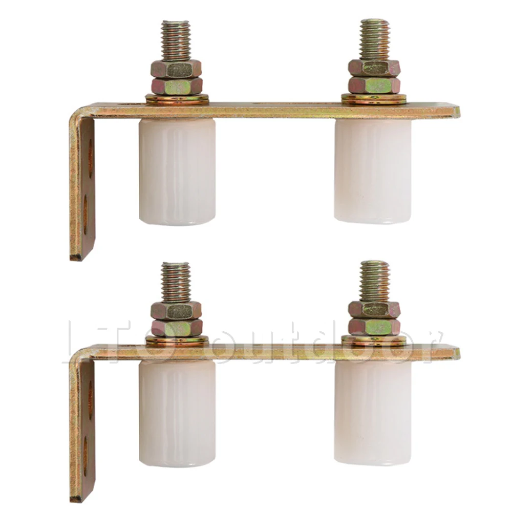 

Slide Gate Guide Roller with L Bracket, Adjustable Dual Nylon Rollers Gate Assembly Support for Sliding Gates Door