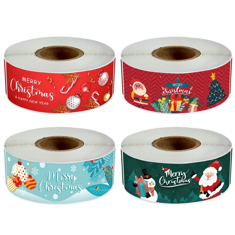 

120PCS Roll Merry Christmas Sticker DIY Card Gift Box Package Santa Thank You Stickers Envelope Seal labels New Year decorations