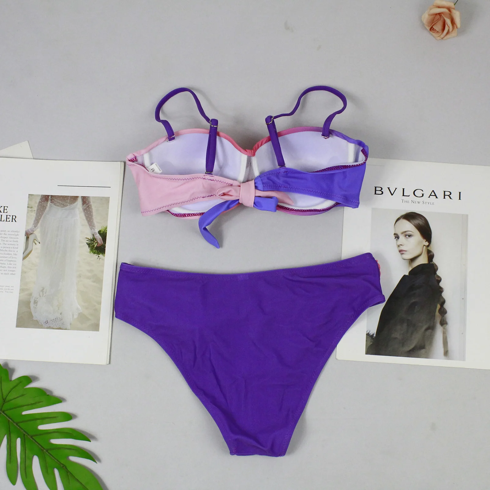 

Bikini Set 2021 Sexy Push Up Swimwear Women Brazilian Swimsuit Low Waist Biquini Halter Two Pieces Bathing Suit Gradient Color