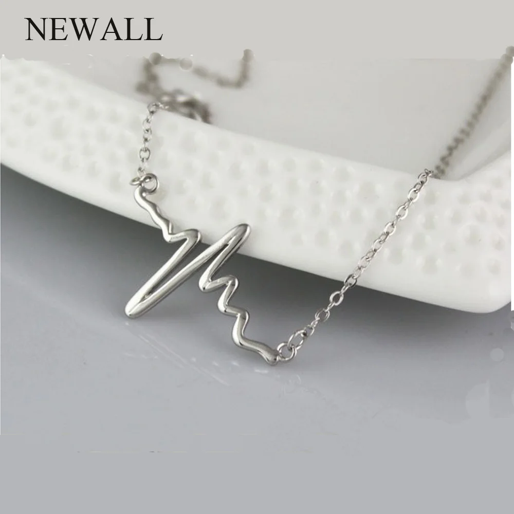 Ожерелье с подвеской в виде ЭКГ Женское Из Сплава розового золота Ювелирное