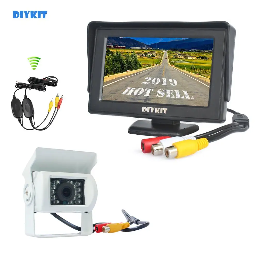 DIYKIT 4 3 дюймов Автомобильный монитор заднего вида IR CCD резервная камера Система