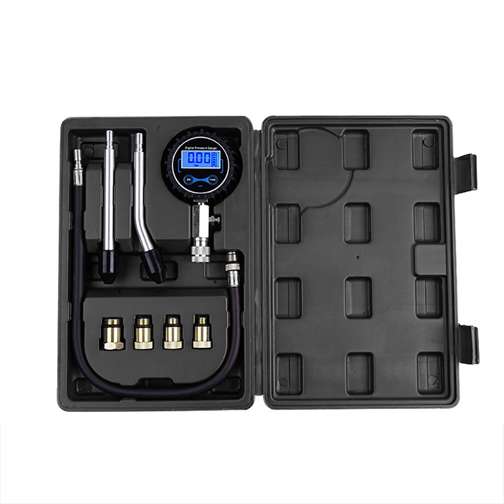 

Compression Tester Tool LCD Screen Four Unites Gauge Car Compression Testing Gauge Set With Portable Box Four Unites Testing Kit