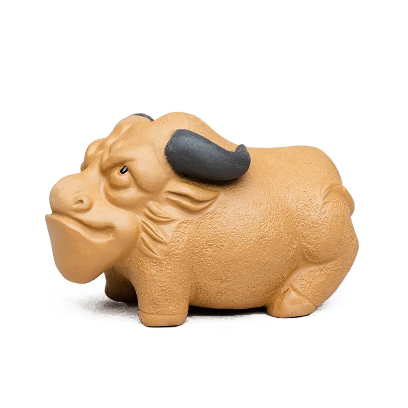 

Yixing Boutique Purple Clay Tea pet Lucky Cattle Statue Ornaments Handmade Sculpture Crafts Home Teaware Decoration Accessories