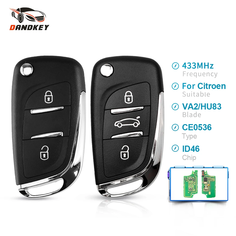 Dandkey 434 МГц 2 3 кнопки новый стиль дистанционный ключ для Citroen C1 C2 C3 C4 C5 Berlingo Picasso ASK