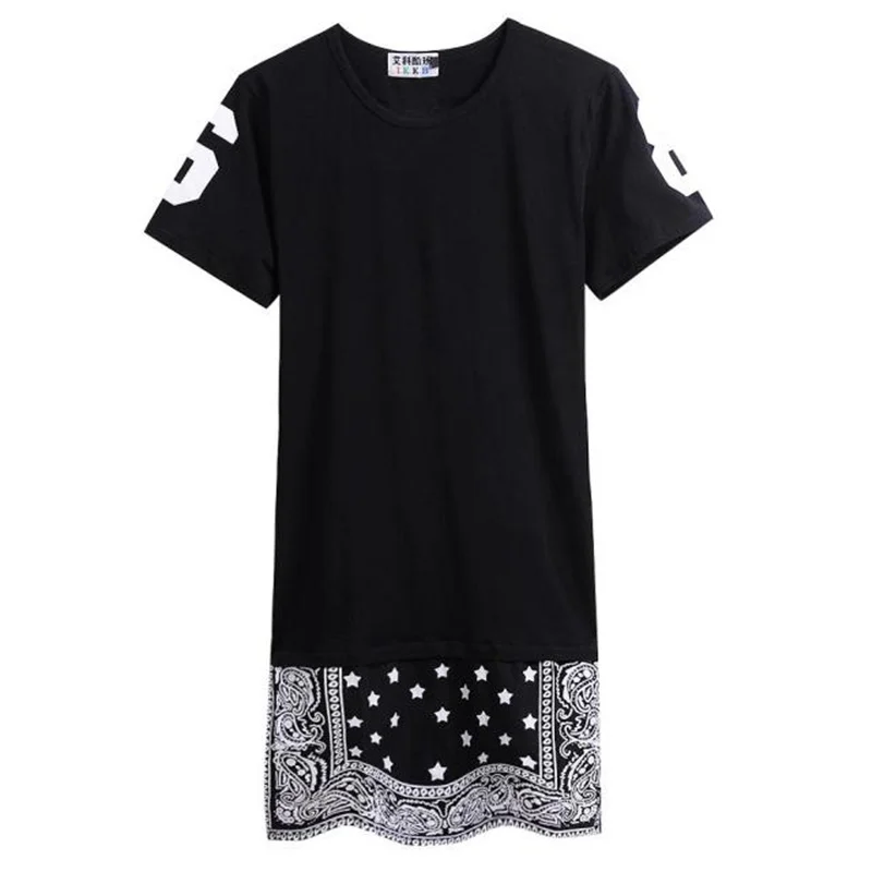 Мужская черная футболка в стиле пэчворк хип хоп одежда панк уличная мужской