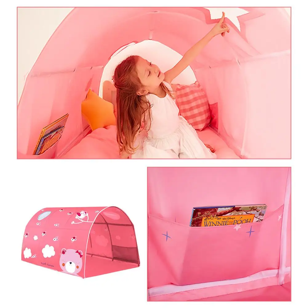 

Bed Canopy Dream Kids Play Tents Playhouse Privacy Space Boys Girls Toddlers Pop Up Portable Frame Curtains Bed Tent