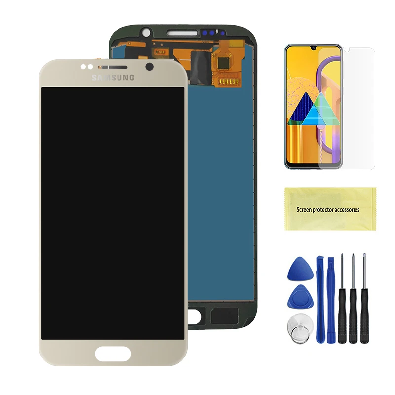 Gold No Frame Для samsung Galaxy S6 G920 SM-G920F G920F G920FD кодирующий преобразователь сенсорного экрана в сборе запасные части для Galaxy S6 ЖК-экран - Цвет: Gold No Frame